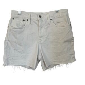 J. Crew Women’s High Rise Raw Frayed Hem White Denim Shorts Size 27 GUC